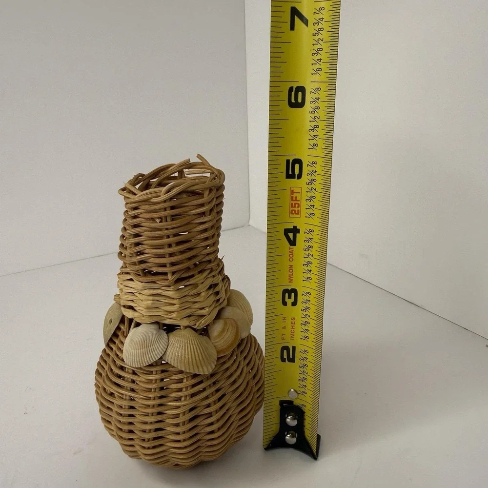 Lot of 6 Vintage Rattan,Wicker, Bamboo Handmade Baskets Boho Cottage Decor